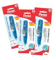Fita Corretiva Pentel Correction Retratil 5x6mm Azul + Refil Fita Corretiva Pentel Correction Retratil 5x6mm Azul + Refil