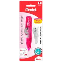 Fita Corretiva + Refil 5mm x 6m Rosa - Pentel