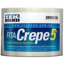 Fita Crepe 18mmx50m Tekbond (Pacote Com 5 uni.) Fita Crepe 18mmx50m Tekbond (Pacote Com 5 uni.)