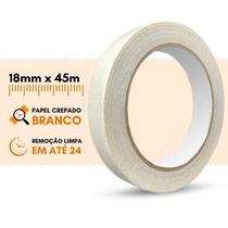 Fita CREPE Branca de 18mm x 45m - Uso Geral, Empacotamento Leve e Demarcação de Pintura - 1 ROLO