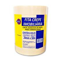 Fita crepe imobiliária 24mm x 50m Eurocel com 6 unidade Fita crepe imobiliária 24mm x 50m Eurocel com 6 unidade