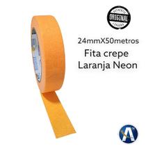 Fita Crepe Laranja Neon 24mm x 50m para Eventos e Uso Doméstico Fita Crepe Laranja Neon 24mm x 50m para Eventos e Uso Doméstico