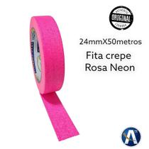 Fita Crepe Rosa Neon 24mm x 50m - Ideal para Eventos e Artes