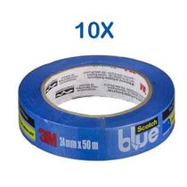 Fita crepe scotch blue 24mm x 50m 2090 3m azul kit 10 peças Fita crepe scotch blue 24mm x 50m 2090 3m azul kit 10 peças
