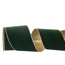 Fita CSZD RIBBON Veludo verde e dourado com fio de 10 cm de largura