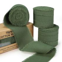 Fita de algodão com franjas Keypan Green, 4 cm x 13,7 m, pacote com 3