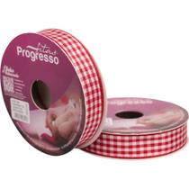 Fita de Cetim 15MM X 10M Xadrez Vermelho