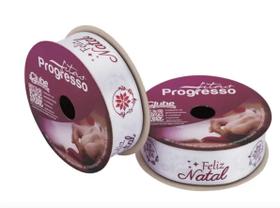 Fita de Cetim 22mm COR 871 Frase Feliz Natal 10 mts Fitas Progresso - Inspire sua Festa Loja