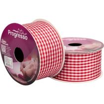 Fita de Cetim 38MMX10M. Xadrez Vermelho