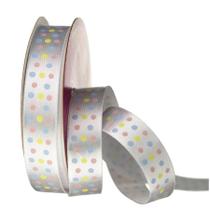 Fita de Cetim Bolinhas Azul Amarelo e Rosa - Cor 001 - 10m x 15mm - 1 unidade - Fitas Progresso - Rizzo