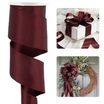 Fita de cetim com fio HUIHUANG 2,5" Borgonha 9 m Fita de cetim com fio HUIHUANG 2,5" Borgonha 9 m