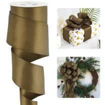 Fita de cetim com fio HUIHUANG 6,35 cm x 9,1 m marrom