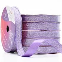 Fita de Cetim com Lurex Prata Nº 02 10mm com 10 Metros