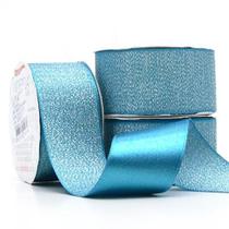 Fita de Cetim Com Lurex Prata Nº 09 38mm Com 10 Metros