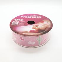 Fita de Cetim "Cordel Nordestino" - Cor 068 - Rosa - 22 mm x 10 m - 1 unidade - Fitas Progresso Fita de Cetim "Cordel Nordestino" - Cor 068 - Rosa - 22 mm x 10 m - 1 unidade - Fitas Progresso