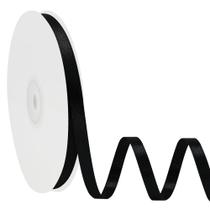 Fita de Cetim Dupla Face Simplegoal - Preta, 0,6cm x 45m