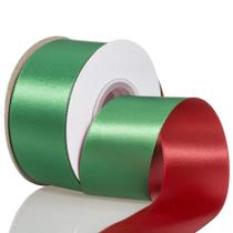 Fita de cetim dupla face YASEO 46m 3,8cm Verde Vermelho Fita de cetim dupla face YASEO 46m 3,8cm Verde Vermelho