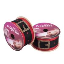 Fita de Cetim ECF005TG - 22mm x 10 metros - Cor 001 - Cinto Papai Noel - 1 unidade