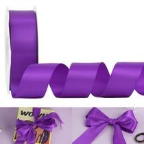 Fita de cetim HUIHUANG roxa de 3,8 cm de largura e 50 jardas para artesanato
