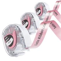 Fita de cetim Phomemo P12 compatível com 12 mm x 2 m rosa, pacote com 3