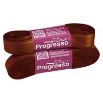 Fita de Cetim Progresso 15mm - Nº 3 c/ 10 metros - Marrom Dourado Fita de Cetim Progresso 15mm - Nº 3 c/ 10 metros - Marrom Dourado