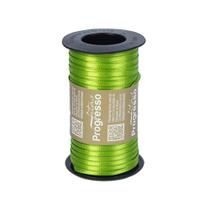 Fita de Cetim Progresso 7mm com 100 Metros Verde Folha Fita de Cetim Progresso 7mm com 100 Metros Verde Folha