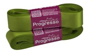 Fita de Cetim Simples Progresso 22mm Verde Folha - 10 Metros Fita de Cetim Simples Progresso 22mm Verde Folha - 10 Metros