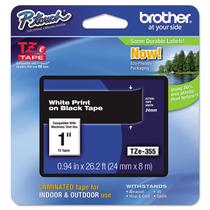 Fita de etiqueta Brother P-touch TZE-355 24 mm x 8 m branca sobre preto