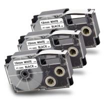 Fita de etiqueta de reposição Pristar XR-18WE para Casio 18mm, pacote com 3