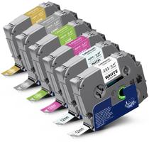 Fita de etiqueta Labelwell, pacote com 6, 12 mm, 0,47, laminada, multicolorida