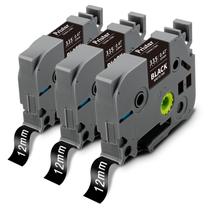 Fita de etiqueta Pristar TZe-335 TZ-335 branca sobre preto, pacote com 3 unidades