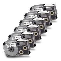 Fita de etiqueta Pristar XR-18WE 18 mm preta sobre branco, pacote com 6