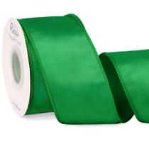 Fita de fita verde esmeralda com fio de cetim 6,35 cm Natal 20 cm