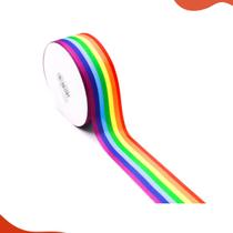 Fita De Gorgurão Arco Iris 38mm Em Poliester Com 9 Metros