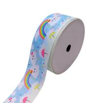 Fita De Gorgurão Nuvem Arco Íris Para Artesanato 38mm Rolo 18MT