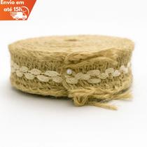 Fita de Juta 4cm x 4,5m para Laços Presente Artesanato Decoração Rústica Natural Ideal para Embalagens DIY Festas e Lembrancinhas
