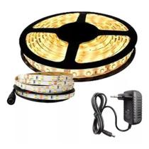 Fita De Led 24w Bivolt 5 Metros Com Fonte 12v Branco Quente Fita De Led 24w Bivolt 5 Metros Com Fonte 12v Branco Quente