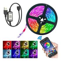 Fita De Led 5050rgb Controle App Remoto 5m Usb Para Tv Pc Cor da luz RGB Tensão de operação Fita De Led 5050rgb Controle App Remoto 5m Usb Para Tv Pc Cor da luz RGB Tensão de operação