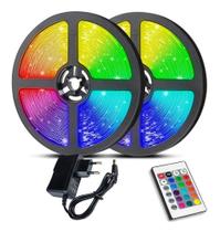 Fita De Led 5m Rgb 5050 Colorida Com Controle E Fonte 12v