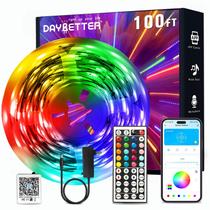 Fita de LED DAYBETTER 30 m RGB com sincronização musical e controle por app Fita de LED DAYBETTER 30 m RGB com sincronização musical e controle por app