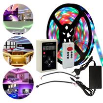 Fita De Led Digital 12V RGB 6803 De 5M Com 328 Efeitos Proteção Silicone IP67 Com Controlador, Controle Remoto E Fonte