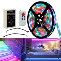 Fita De Led Digital Flexível RGB Luz Colorida 6803 De 5M Com 328 Efeitos IP67 De 12V Com Controlador E Controle Remoto