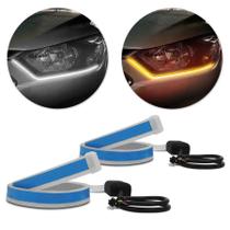 Fita de LED DRL Chevrolet Onix Dual Color Universal 3000K 6000K 12V 6,8W Farol e Seta Luz Diurna Daylight 60cm - ShockLight