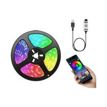 Fita De LED RGB 5V 5050 USB Com Controle Bluetooth Por APP, 30 LEDs/m, Flexível, Luz De Fundo Para