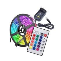 Fita de led RGB com controle remoto e fonte 5m