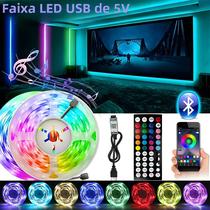 Fita de LED RGB USB com Controle de App e Controle Remoto de 44 Teclas - Ideal para Quarto, Sala, Cozinha e Games