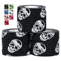 Fita de levantamento de peso Gymreapers Hook Grip Skull, pacote com 3