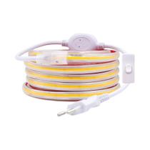 Fita De Luz LED COB À Prova D'água 220V Fita Flexível Com Interruptor Adesivo Kit De Tomada UE De