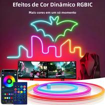 Fita De Luz LED Neon De 5-30M Com Plugue EU, Controle Remoto Por Aplicativo, Iluminação Decorativa