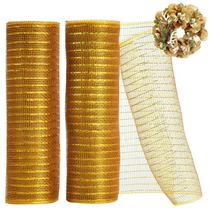 Fita de malha decorativa TONIFUL 2 rolos de 25 cm x 9 m dourada